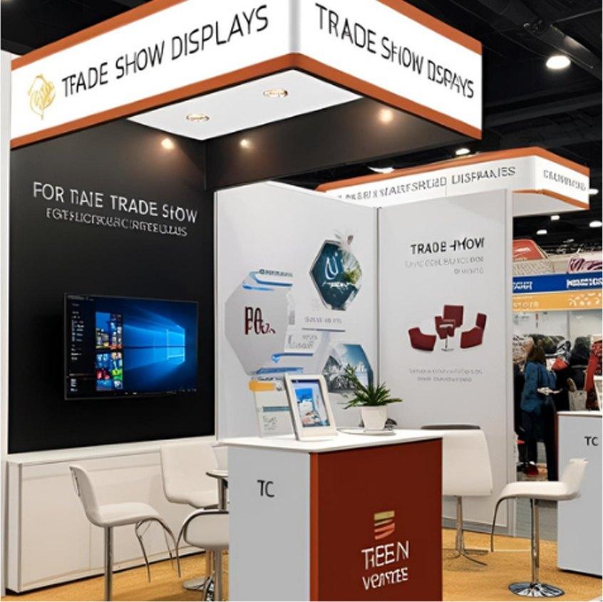 Custom trade show booth with printed walls and header