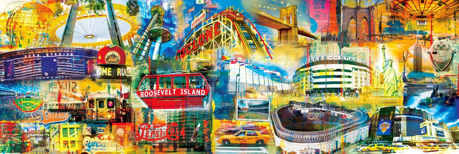 Panoramic New York landmarks collage