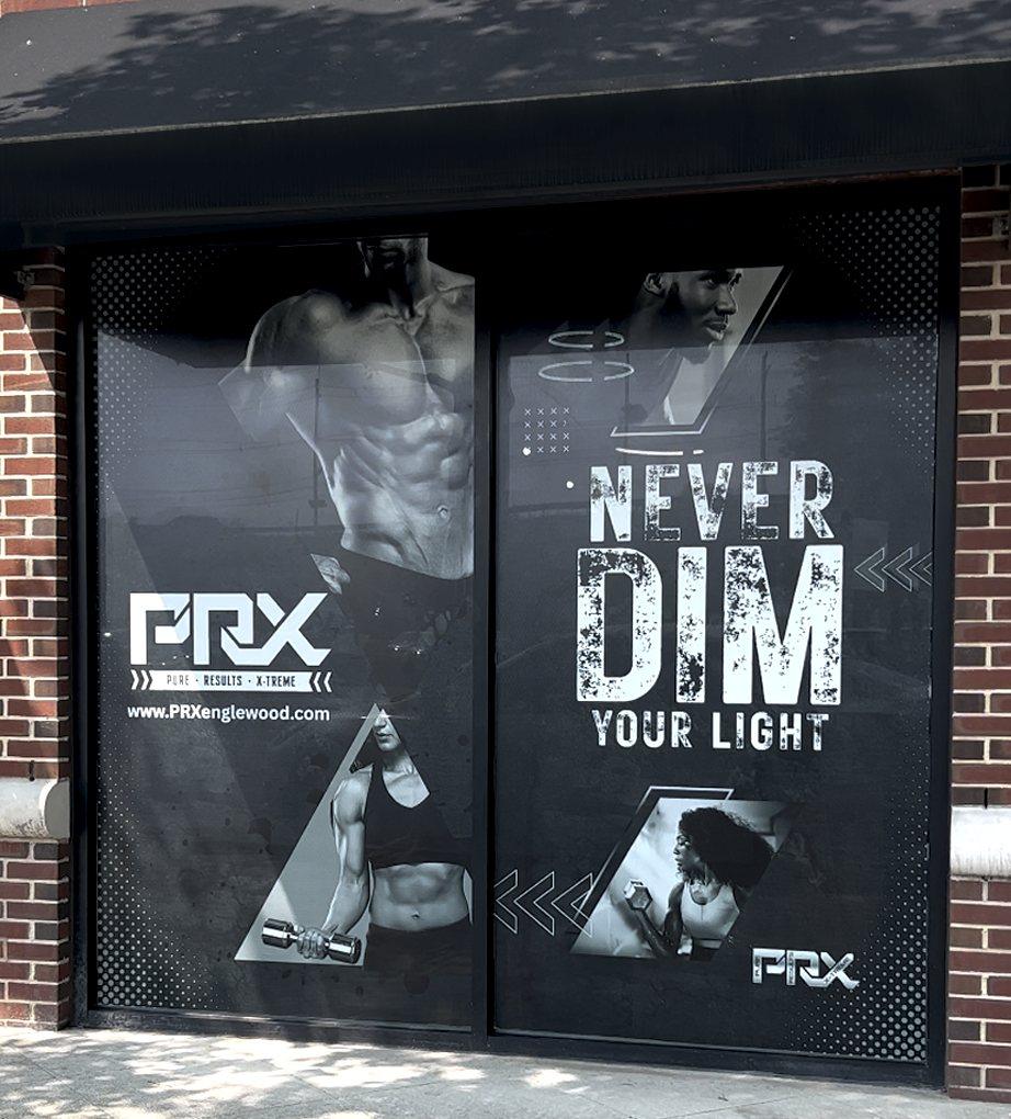 Printed gym storefront window graphics